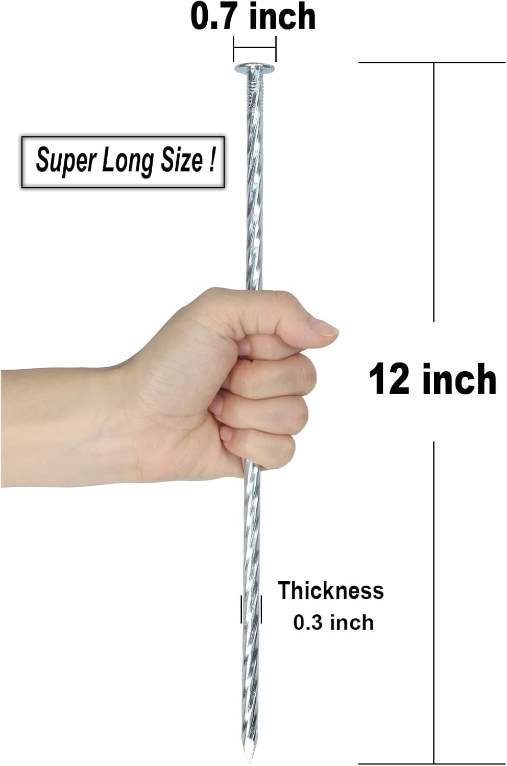 12 Inch Galvanized Landscape Stakes Metal Landscape Edging Anchoring Spikes, Landscape Anchoring Stake for Artificial Turf, Paver Edging, Weed Barrier, Tent, Camping, Carpentry (15)