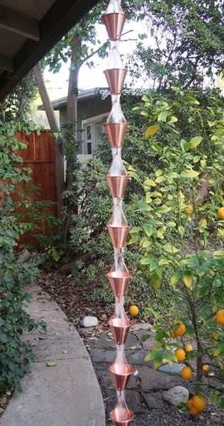 Nutshell Stores Steel Cups Rain Chain - Copper Plated - 14 Feet