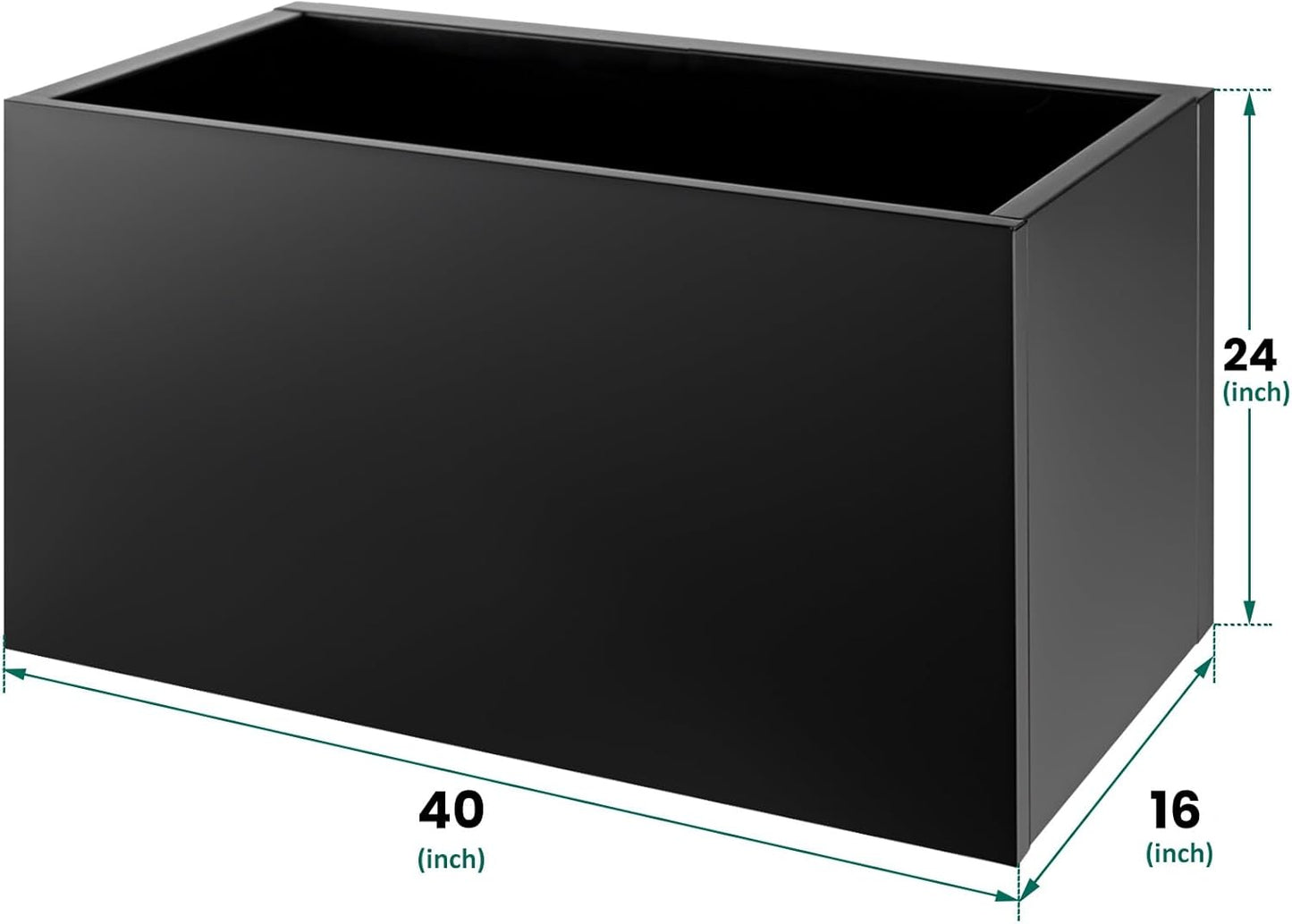 Steel Planter Box 40"x16"x24", Square Metal Planter Box Indoor&Outdoor, Steel Planters Heavy Duty for Commercial and Residential Use, Black
