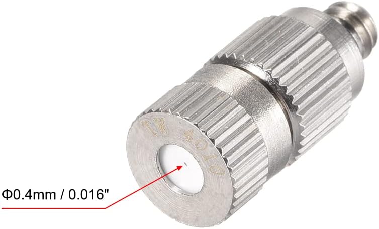 uxcell Brass Misting Nozzle - 3/16-inch Threaded 0.4mm Orifice Dia Fogging Spray Head for Outdoor Cooling System - 5 Pcs Silver Tone