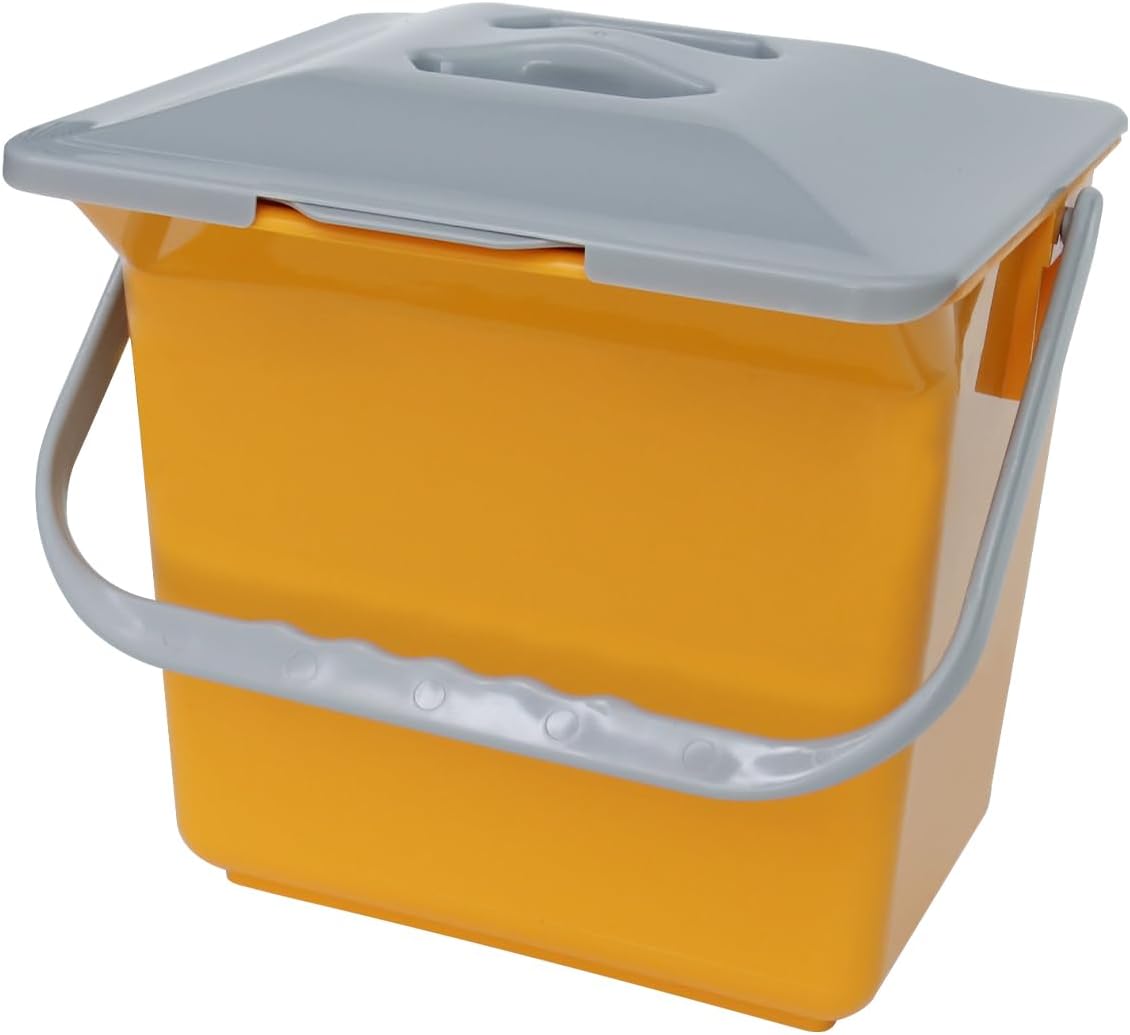 DrDirt Kitchen Compost Bin, 6L / 1.58 Gal Kitchen Compost Bin Countertop with Inner Sieve for Liquid Separation, Odor-Control, Easy to Clean, for Cooking Family and Home Parties, Yellow