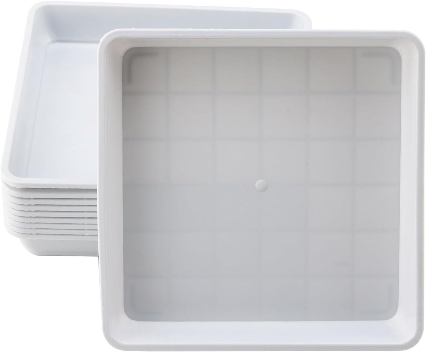 JOIKIT 15 PCS 10 x 10 Inch Square Plant Saucer, Plastic Plant Saucer Drip Tray, Square Flower Pot Tray for Indoors and Outdoor Plant Pots, 1.38 Inch Deep, White