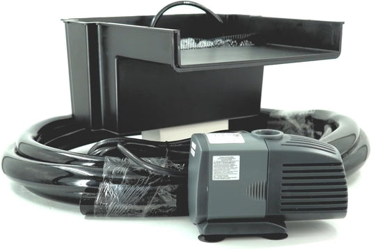 HALF OFF PONDS 10-Inch Filtering Waterfall Spillway Kit for Ponds and Waterfall Streams up to 1,000 gallons. Includes 500 GPH (45w) Pump, Waterfall Box, Filter Media, and 10 FT Tubing.