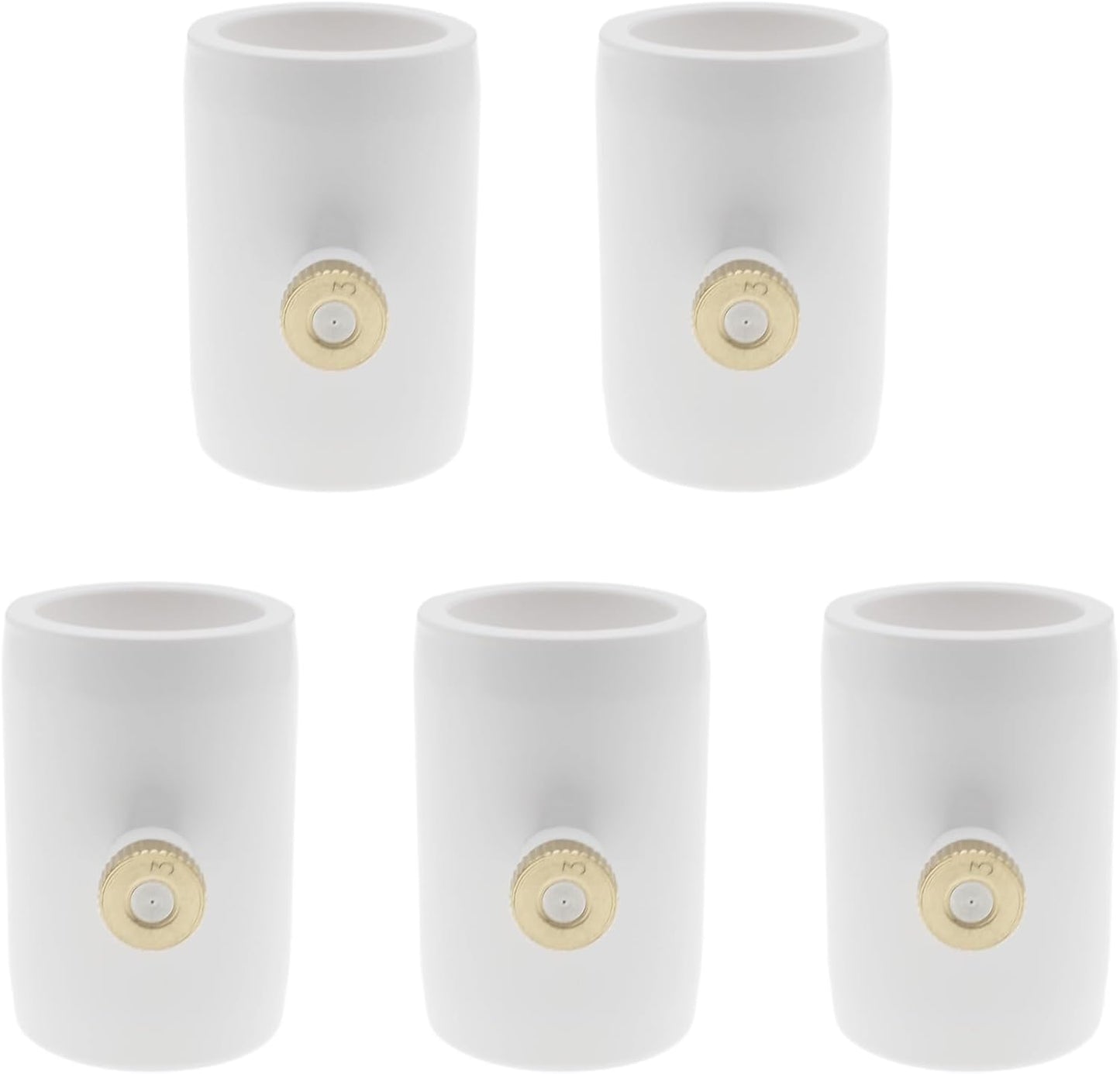 5 Pcs PVC Mist Nozzle Coupling with Brass Mist Nozzle for 1/2 Inch PVC Pipe for Greenhouse Outdoor Misting Cooling System (White)