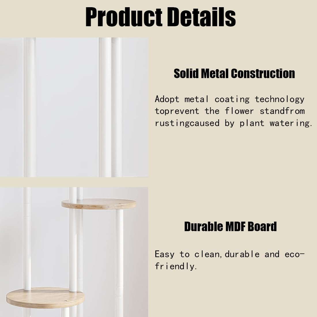 AZERPIAN Plant Stand Indoor 5 Tier Metal Plant Shelf for Multiple Plants Corner Tall Flower Holders for Living Room Balcony Bedroom Patio Garden (White, 5 Tier)