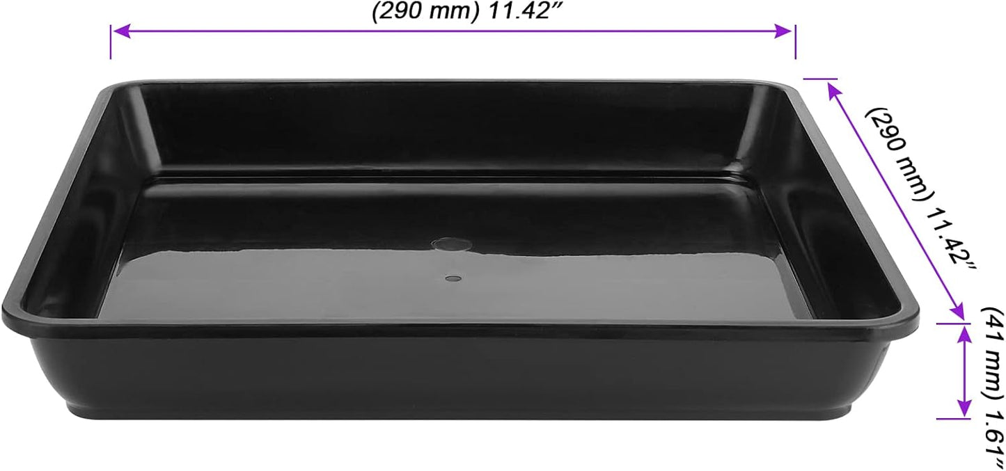 JOIKIT 10 PCS 11 x 11 Inch Square Plant Saucer, Plastic Plant Saucer Drip Tray, Square Flower Pot Tray for Indoors and Outdoor Plant Pots, 1.5 Inch Deep, Black