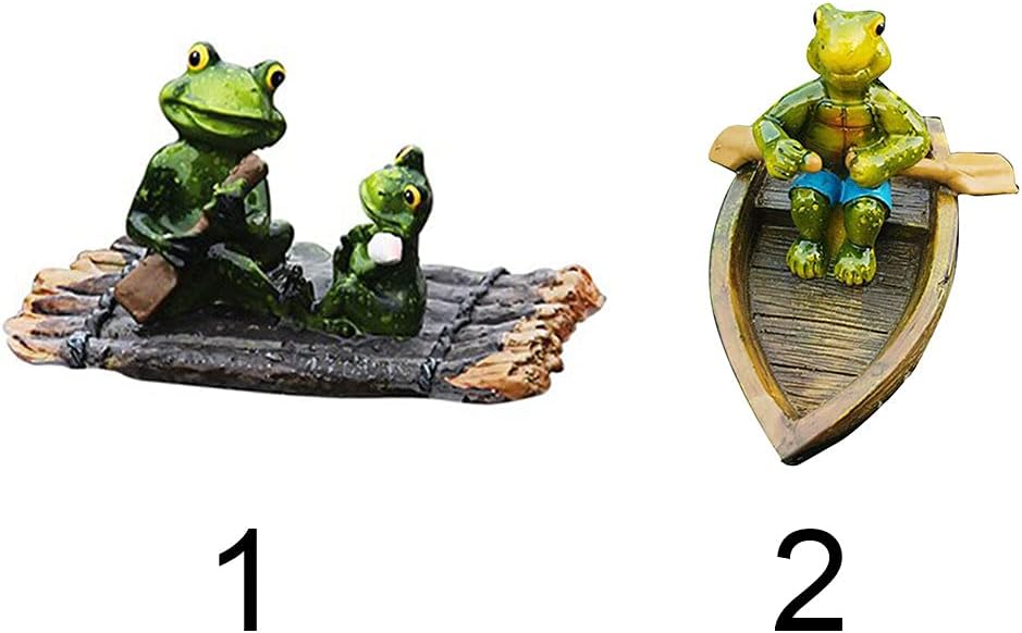 Saycker Water Floating with Frog Ornament Figurine Statue Craft for Home Yard Garden Pond Decoration Photo Prop Gift Rowing(Tortoise Shape)