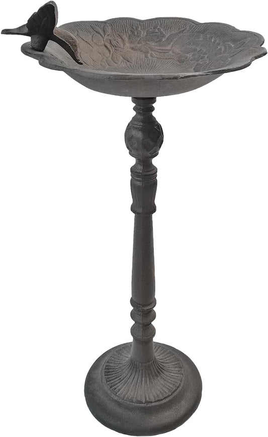 Heavy Duty Metal Bird Bath for Outside - 10.23 Inches Diameter, 22 Inches Height - Perfect for Garden, Patio, Lawn Decoration， Has The Functions of a Hummingbird Feeder and a Bird Feeder