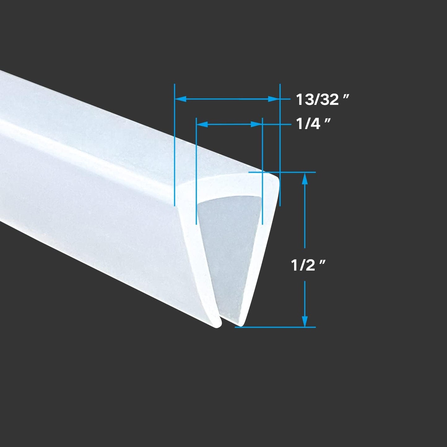 Clear Rubber Edge Trim, U Channel Silicone Rubber Edge Trim, 1/4" Slot, Fit for 7/32"-9/32", White Color, Edge Protector for Plywood, Glass, Flexi-Glass