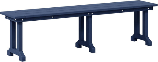 Outdoor Benches Weatherproof, Park Long Bench Poly Lumber Backless for Entryway Front Porch Garden Bench Seat for Patio, Navy Blue