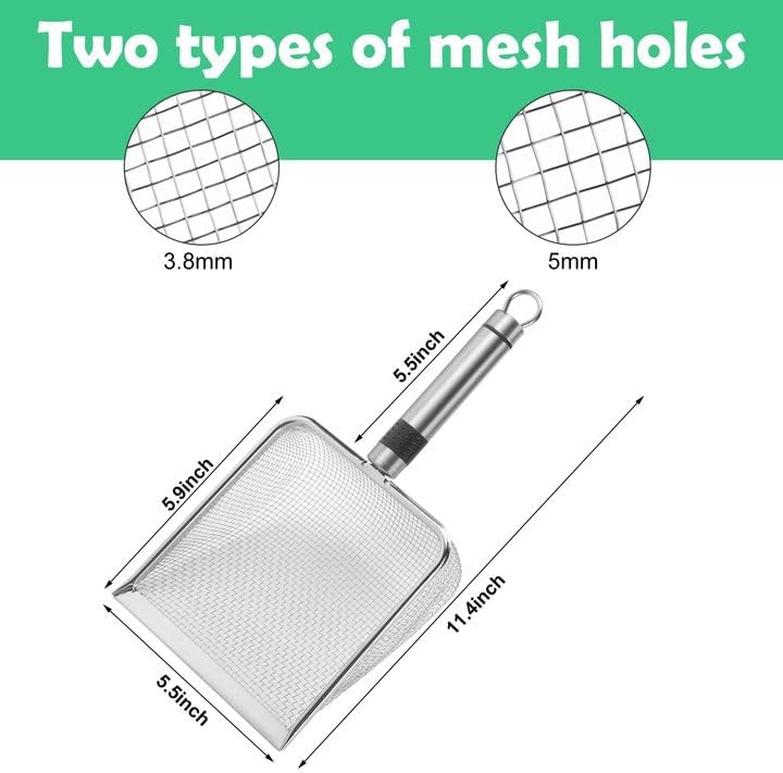 Adnee 2 Pcs Gardening Soil Sifter-Garden Sieve Sifter with Handle (3.8/5 mm Mesh)-Portable Gardening Sifter for Gradening Sand Soil Dirt Compost