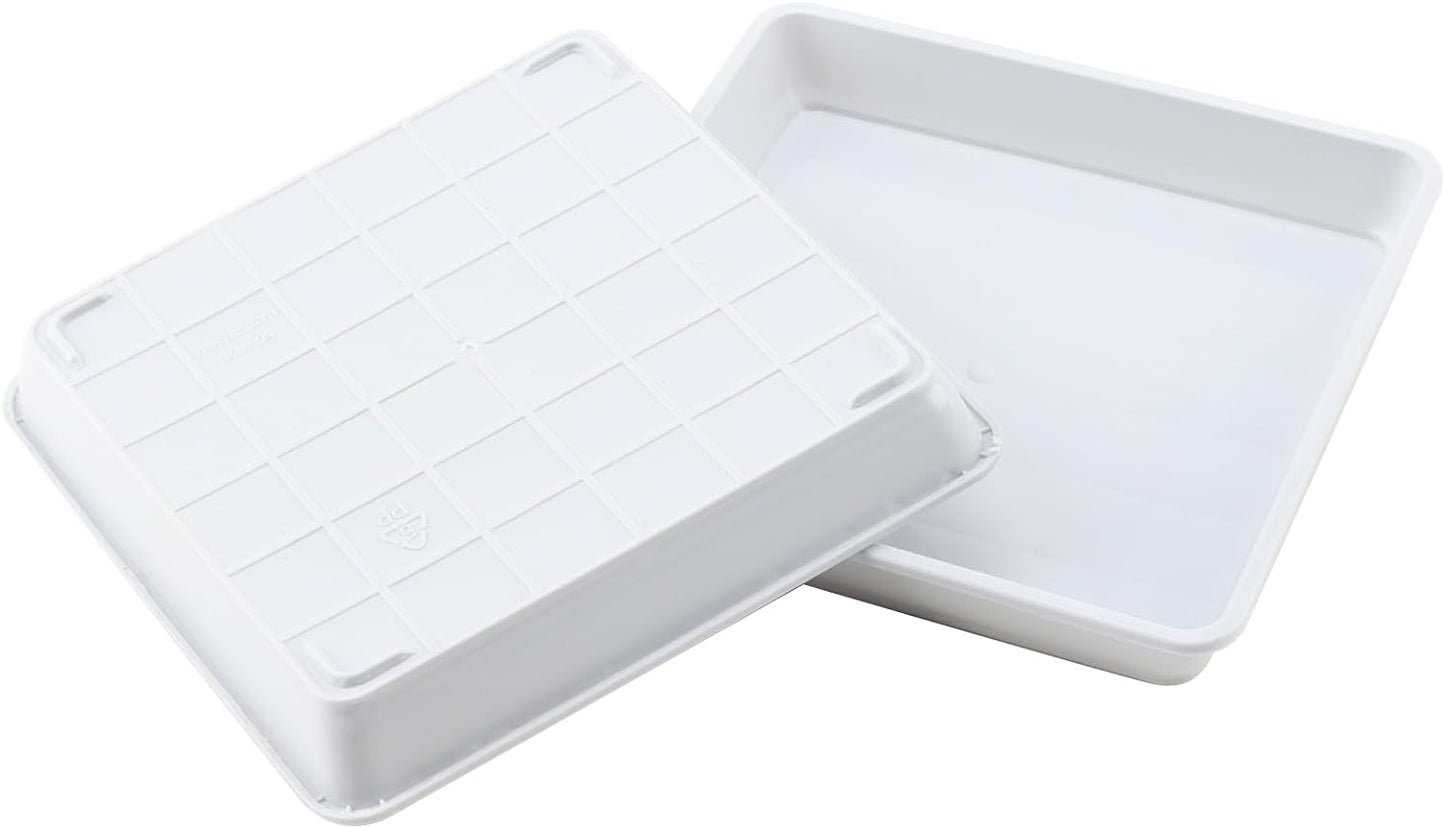 JOIKIT 10 PCS 11.4 x 11.4 Inch Square Plant Saucer, 1.6 Inch Deep Plastic Square Planter Base Bottom Pot Trays, Drip Plates for Plant Pot IndoorsOutdoor, White