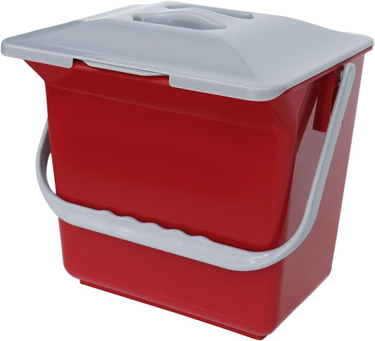 DrDirt Kitchen Compost Bin, 6L / 1.58 Gal Kitchen Compost Bin Countertop with Inner Sieve for Liquid Separation, Odor-Control, Easy to Clean, for Cooking Family and Home Party,Red