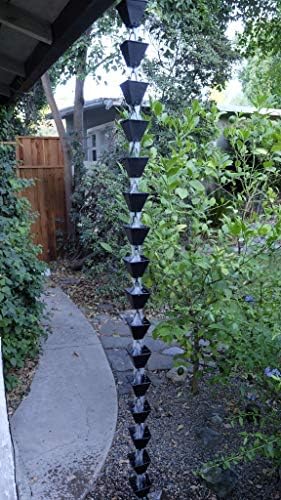 Nutshell Stores Medium Square Cups Rain Chain - Black - 12 Feet