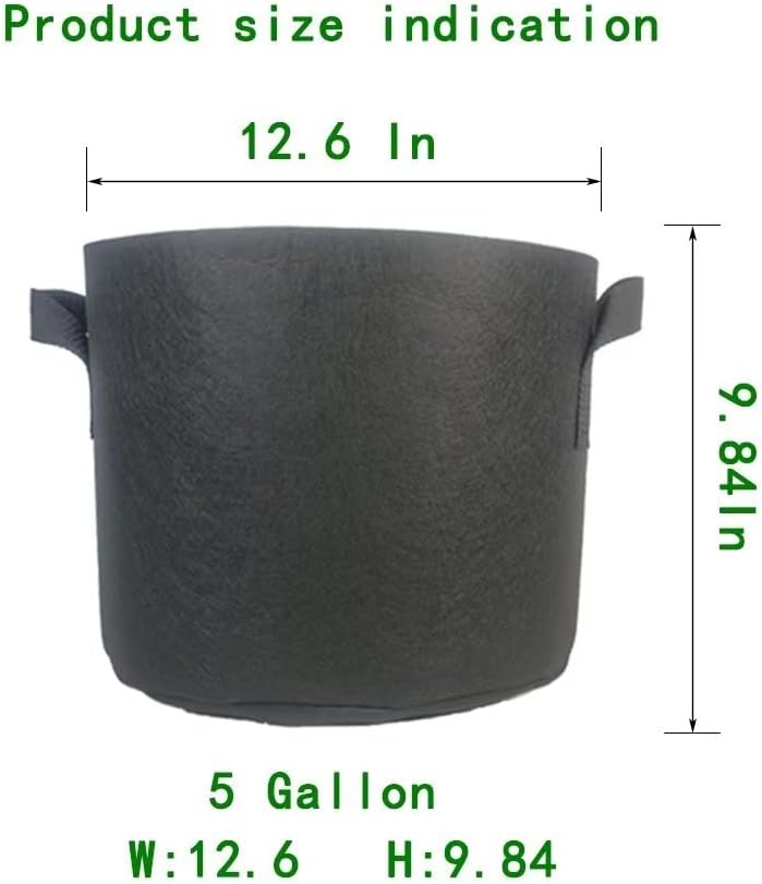 Grow Bags 5 Gallon Thickened Fabric Planting Bag 5-Pack Plant Pots with Handles
