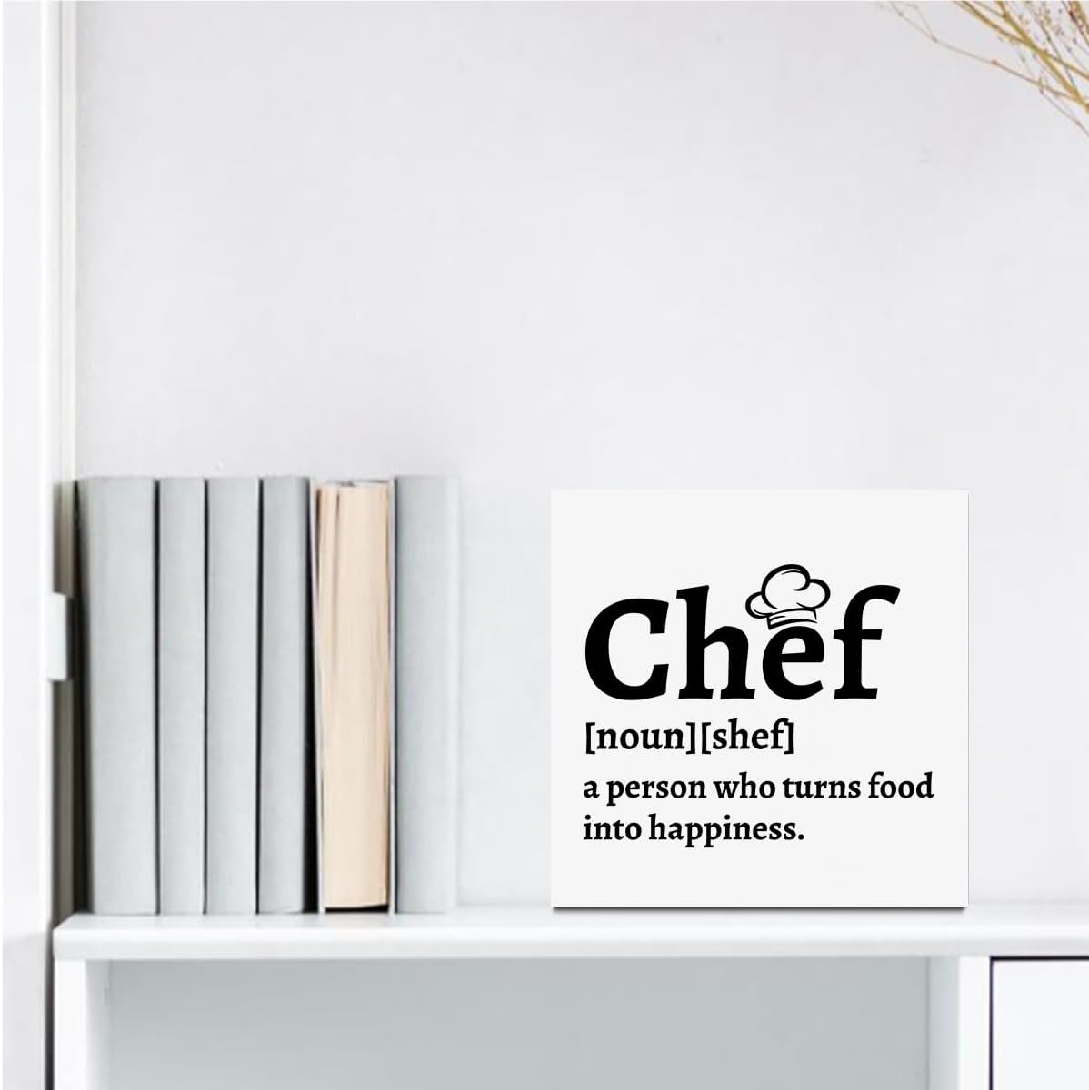 Kitchen Signs Wooden Box Sign, Chef Definition Quotes Wooden Signs, Chef Gift for Men Women, Kitchen Decor for Home Desk Shelf Tabletop 5 X 5 Inches