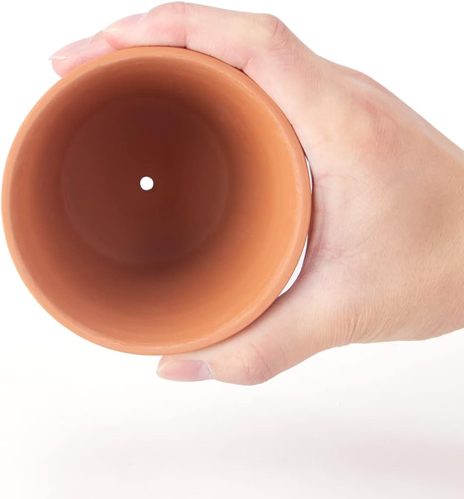 CFKJ 26 Pack 4" Terracotta Planter Pots, Clay Succulent Pots, Indoor, Brown, Solid, Classic Style, Drainage Hole, Tabletop, Plant Theme