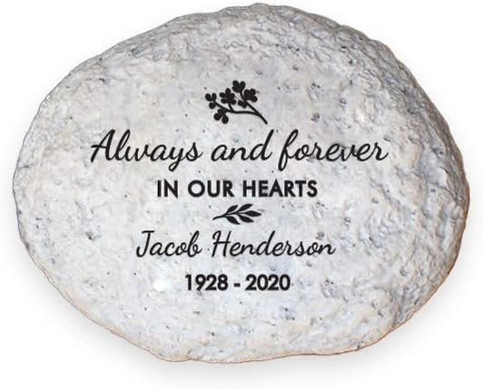 GiftsForYouNow Engraved Always and Forever in Our Hearts Memorial Garden Stone, 4.75" by 4"