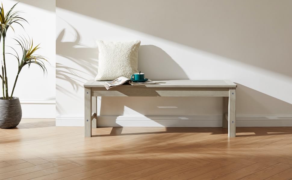 Psilvam 2-Person Outdoor Poly Lumber Patio Backless Bench, Fade-Resistant & Odor-Free Poly Lumber Patio Furniture, Weatherproof, Suitable for Garden, Porch and Park, 700 Lbs Support (2pcs, Grey)