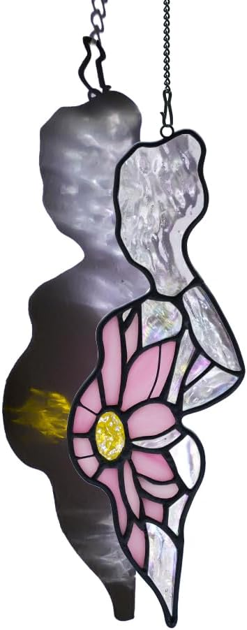 Pregnant Mother Decor Stained Glass Suncatcher for Window,Pregnant Mother Gifts for Mom Expecting Mothers on Mother's Day,Stained Glass Sunflower Gifts for Women Wife Maternity Giftss