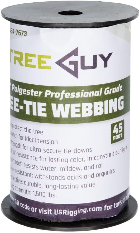 1 Roll 45 Feet Tree Tie Strap for Plant Support, Garden Strap for Outdoor Tree Straightening, Webbing Straps for Staking, 3/4 Inch Width Guying Material, 1500 Lbs Strength (Green) - 45 Feet