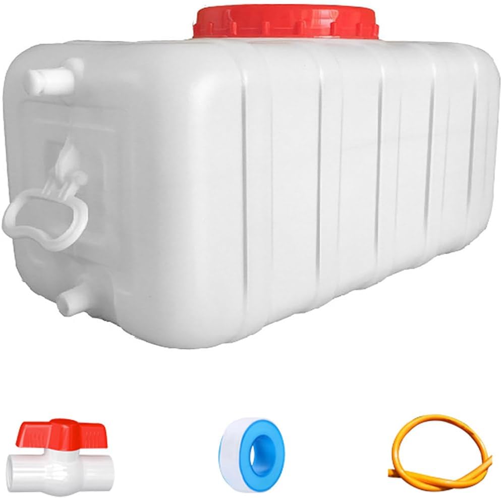Plastic Water Tank 25L/35L/50L/80L/110L/200L Water Container，Rain Water Tank，Food-Grade Rectangular Thickened Water Tower with Faucet for Household Water Storage(Size:25L)