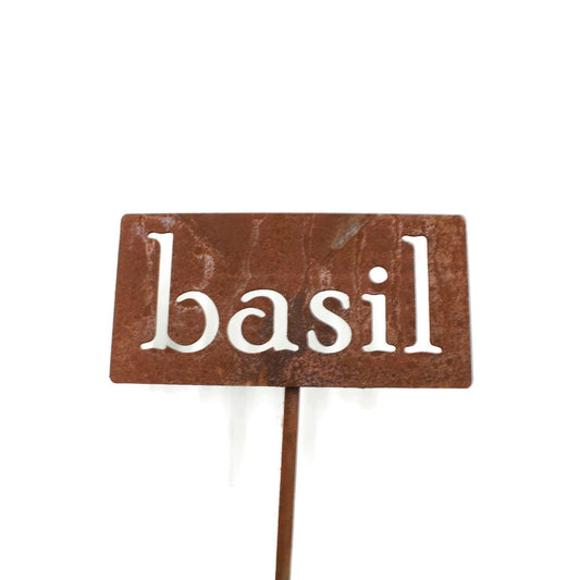 Classic Metal Garden Markers 19 Inches Tall (basil, Naturally Rusted)