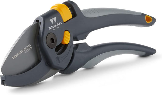 Woodland Tools Co. Heavy Duty Anvil Pruning Shears – 5/8" Cut Capacity, High Carbon Steel Blade, Internal Spring, Adjustable Grip Slider, Garden Pruner for Dry Branches, Stems, and Dead Growth