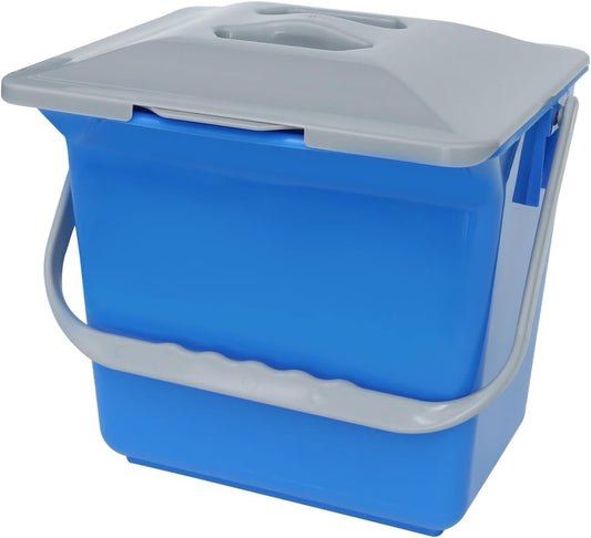 DrDirt Kitchen Compost Bin, 6L / 1.58 Gal Kitchen Compost Bin Countertop with Inner Sieve for Liquid Separation, Odor-Control, Easy to Clean, for Cooking Family and Home Party, Blue