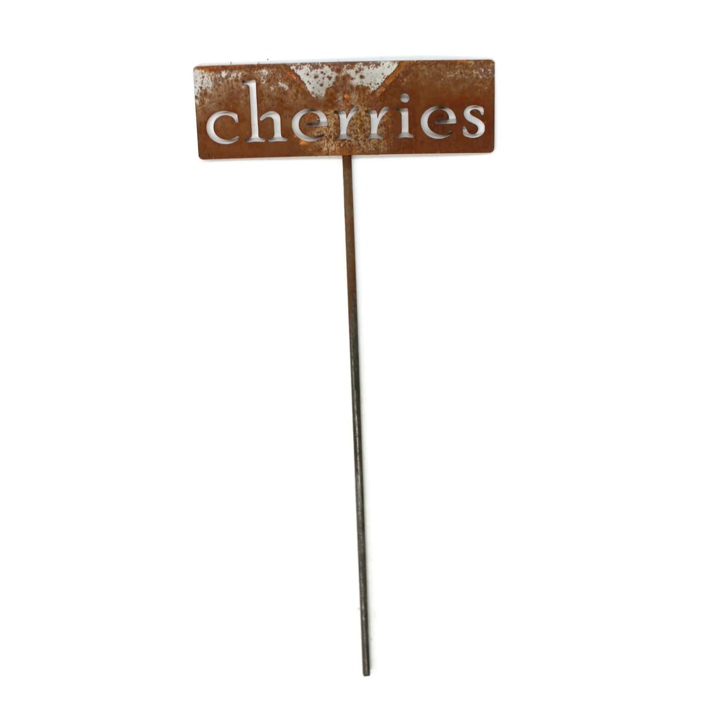 Classic Metal Garden Markers 19 Inches Tall (cherries, Naturally Rusted)
