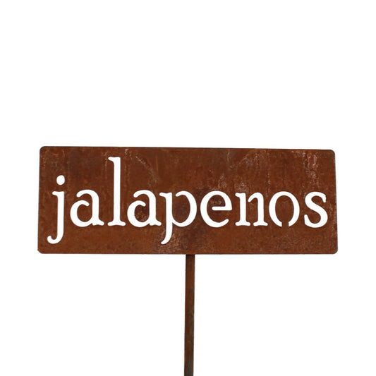 Classic Metal Garden Markers 19 Inches Tall (jalapenos, Naturally Rusted)