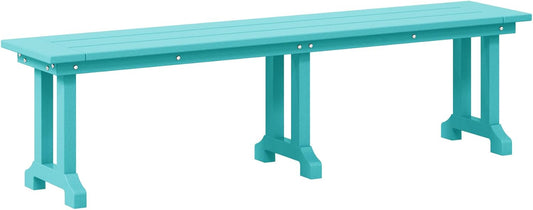 Outdoor Benches Weatherproof, Park Long Bench Poly Lumber Backless for Entryway Front Porch Garden Bench Seat for Patio, Turquoise