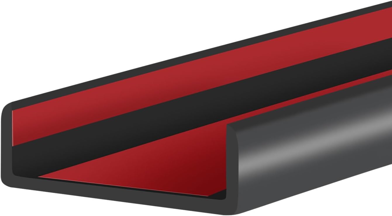 Rubber Edge Trim, Self-Adhesive U Shaped Edge Protector for Plywood, Cabinet, 1-7/8" Wood Edge Banding, Flexible Furniture Repair, EPDM Material, Fit 1-7/8"(48mm), Length 20Ft, Black