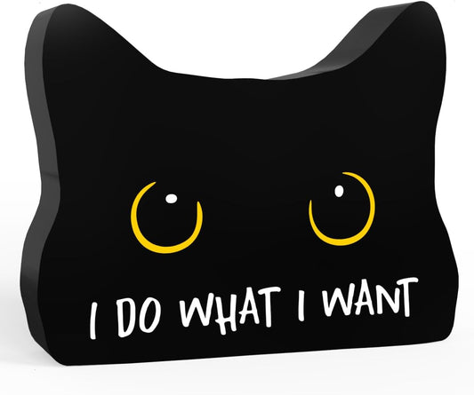 I Do What I Want Funny Bathroom Acrylic Decor Sign Black Cat Decor Cat Decor for Home Bathroom Cat Lover Gifts For Women Men