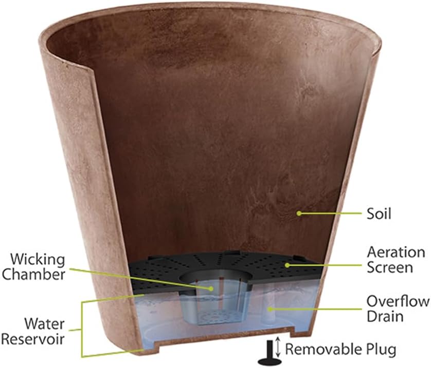 Root & Vessel Self Watering Hanging Planter for Indoor or Outdoor Plants, Unique Marbled Hanging Basket Made of Eco-Friendly Blend of Stone & Plastic, White, 12"
