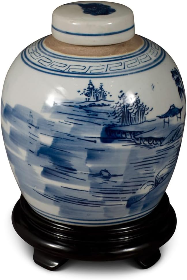China Furniture and Arts Blue and White Porcelain Scenery Chinese Jar