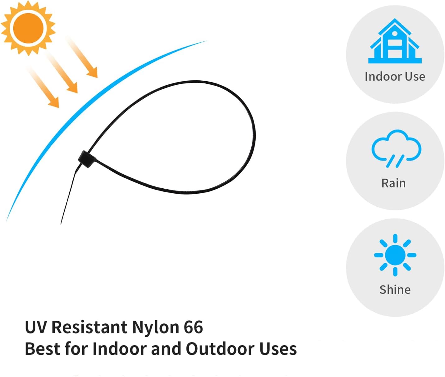 12 Inch Zip Ties White 1000 PCS, 50 Lbs- Heavy Duty Tensile Strength, Nylon PA66 UV Resistant Cable Ties for Indoor and Outdoor Use - Ideal for object bundling and fastening