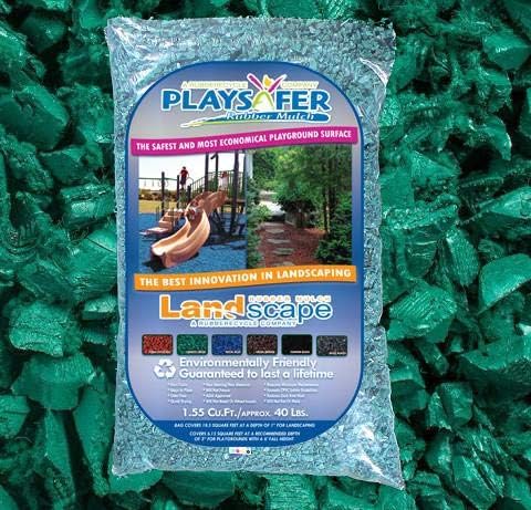 Playsafer Rubber Mulch Nuggets Protective Flooring for Playgrounds, Swing-Sets, Play Areas, and Landscaping (2,000 LBS - 77 CU. FT, Green)