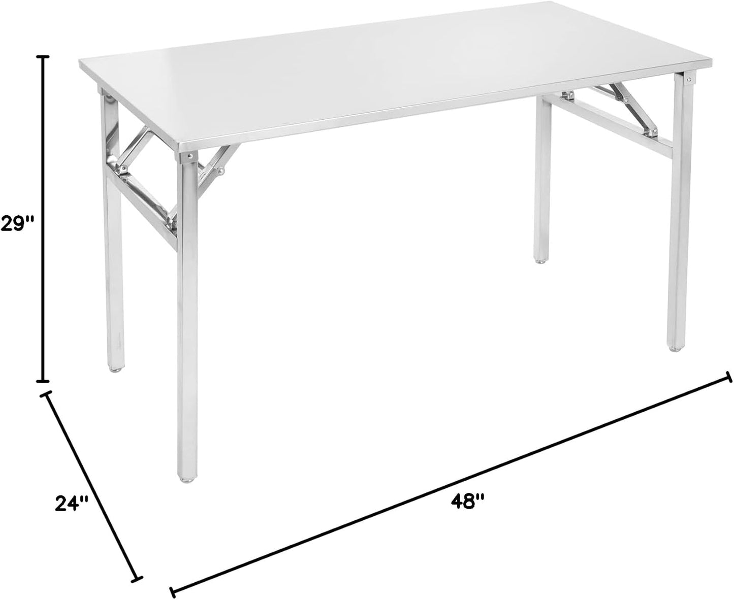 Small Stainless Steel Folding Table, Portable Camp Picnic Party Dining Table No Assembly Sturdy Small Folding Desk (48" x 24")…