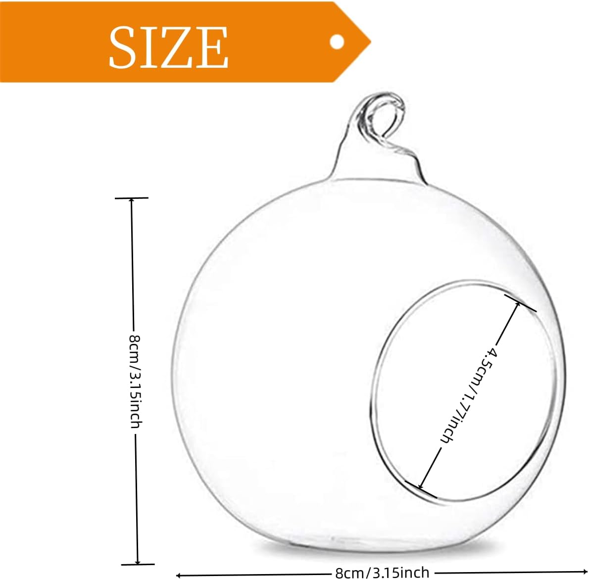 3.15"/ 8cm Hanging Tealight Candle Holder Glass Globes Air Plant Orb Glass Candlestick Lights Terrariums Candles Terrarium Vase Containers Home Decor Indoor Outdoor Garden DIY Gifts (30)