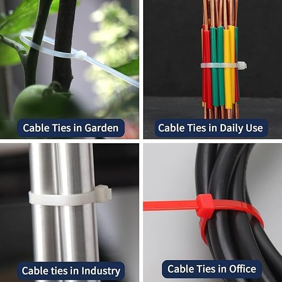 XINGO 1000 PCS Orange Zip Ties 8 Inch, 60 LBS Tensile Strength, Self-Locking Nylon Plastic Nylon PA66 Wire Ties for Indoor and Outdoor Use