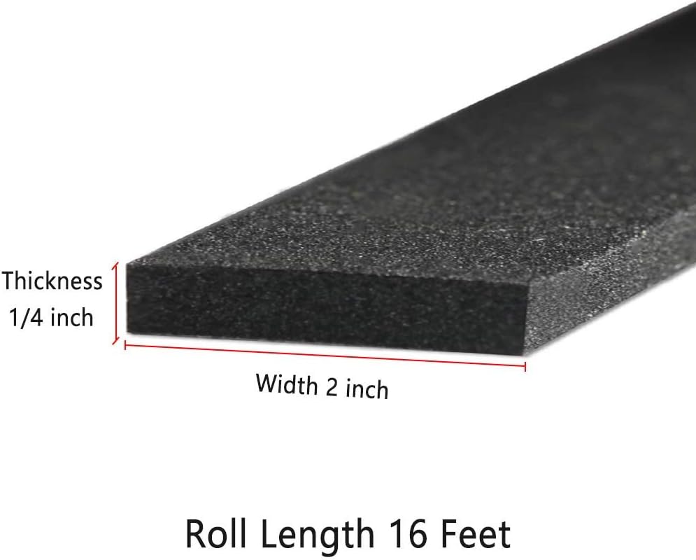 Foam Rubber Seal Strip -2" W x 1/4" T- Adhesive Tape Foam Tape Closed Cell Foam Strip Automotive Weather Stripping