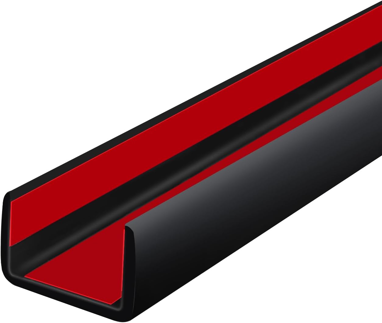Rubber Edge Trim, Self Adhesive U Channel Edge Trim, Big Size U Shaped Trim, Edge Banding for Plywood, Woods, Shelf, Cabinet, Countertop, Fit for 5/8", Length 20Ft, Black