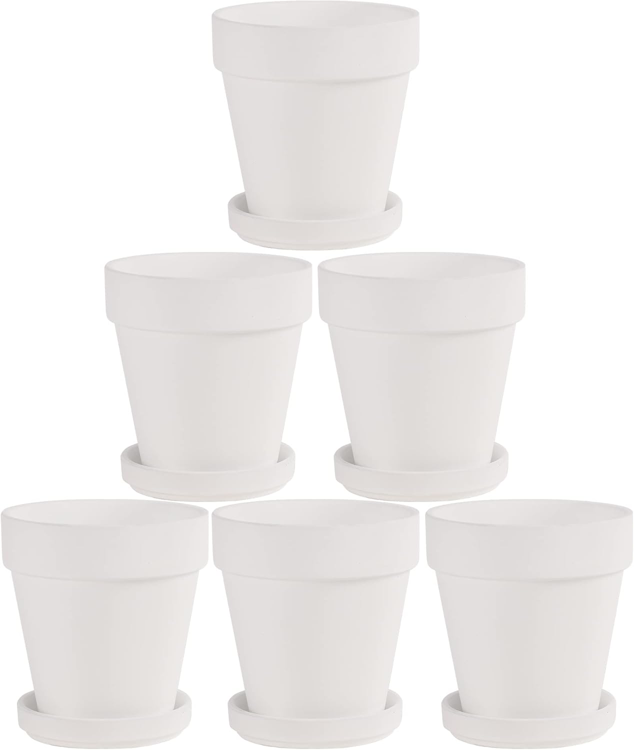 White Terra Cotta Pots with Saucer- 6-Pack Small Terracotta Pot Clay Pots 4'' Clay Ceramic Pottery Planter Cactus Flower Pots Succulent Pot with Drainage Hole- Great for Plants,DIY Craft Projects
