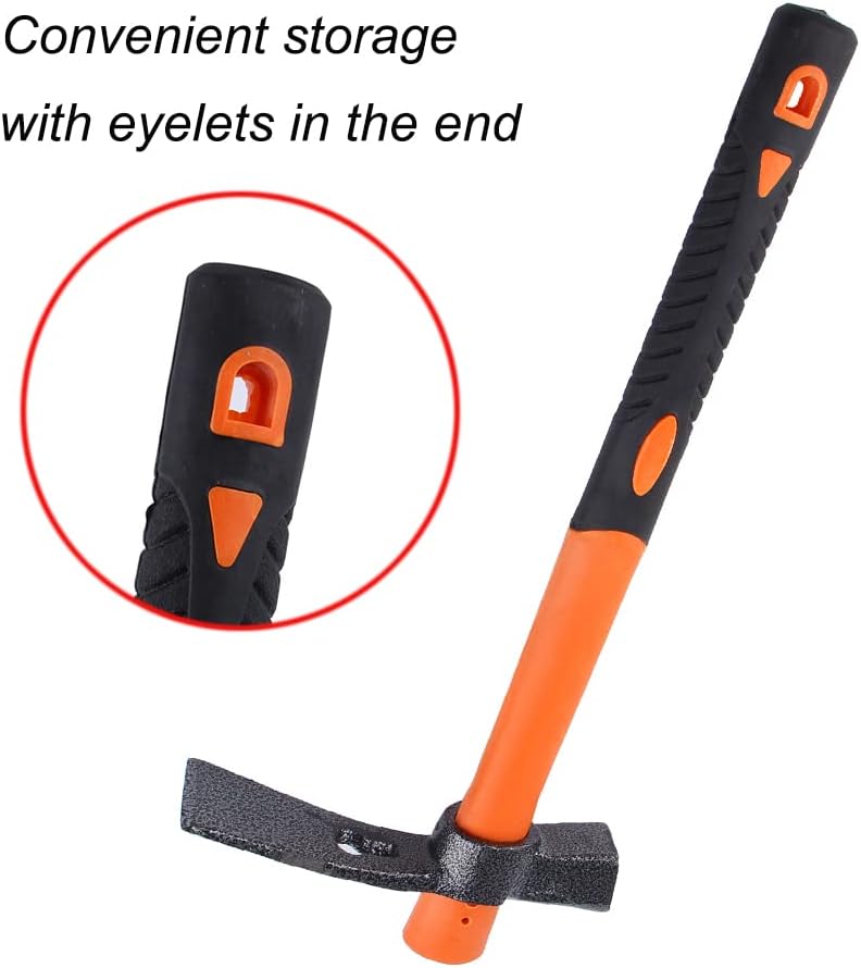 Dual Head Hammer Hoe with Heavy Duty Forged Adze and Ergonomic Non-Slip Handle for Gardening, Hunting, Landscaping Outdoor 39mm/15-Inch