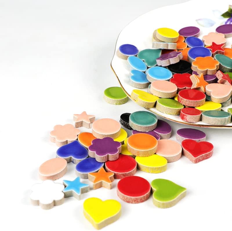500g/1.1lb Random Color Irregular Ceramics Mosaic Tiles,DIY Making Creative Ceramic Mosaic Tiles for DIY Craft Plates Flowerpots Vases Cups Mosaic Making Supplies (Flowers)
