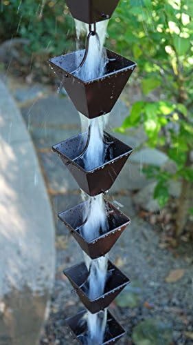 Nutshell Stores Medium Square Cups Rain Chain - Bronze - 18 Feet