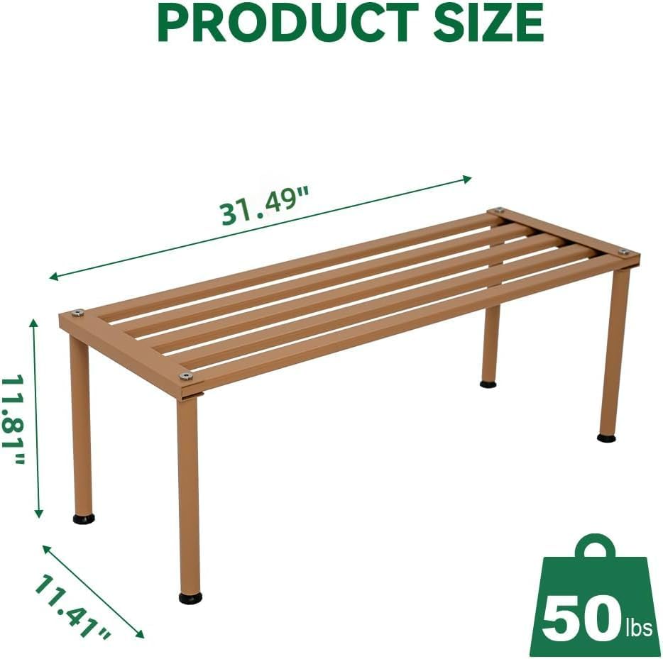 Metal Plant Stand, Rust-proof Aluminum Display Rack, Plants Display Stands Decoration Racks for Living Room Garden Balcony Patio (Wood Color, 31.5Inch Tall Leg)