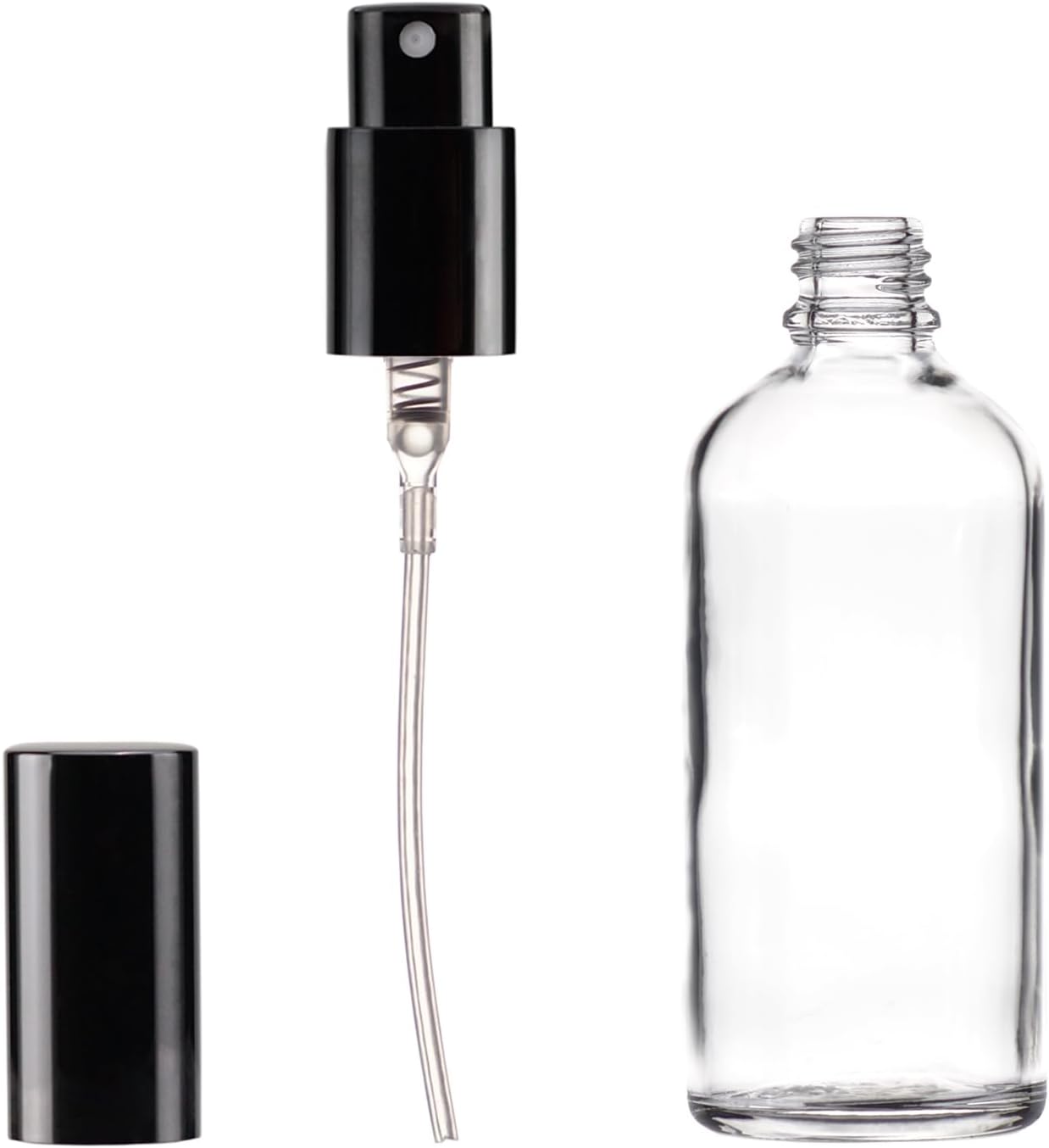 YIZHAO Clear Glass Spray Bottles 4oz, with Small Fine Mist Spray, Metal Cap, Refillable for Essential Oil,Travel,Cleaning,Perfume,Aromatherapy,Makeup – 4 Pcs