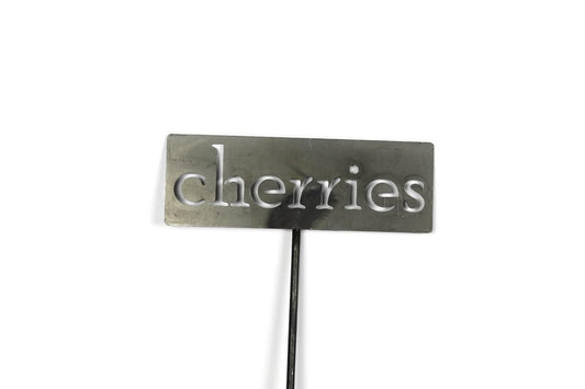 Classic Metal Garden Markers 19 Inches Tall (cherries, Raw, Unfinished Steel (will rust with time))